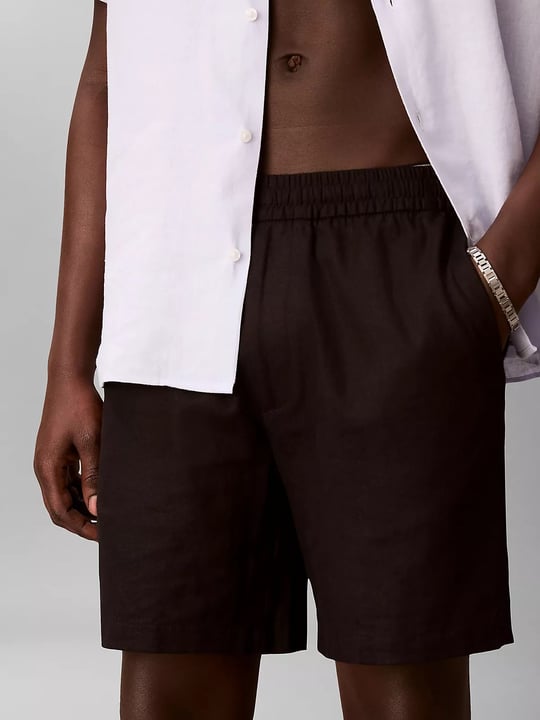 Calvin Klein Calvin Klein Erkek Normal Kesim Beli Lastikli Keten Siyah Şort LV04LF620G-UB1