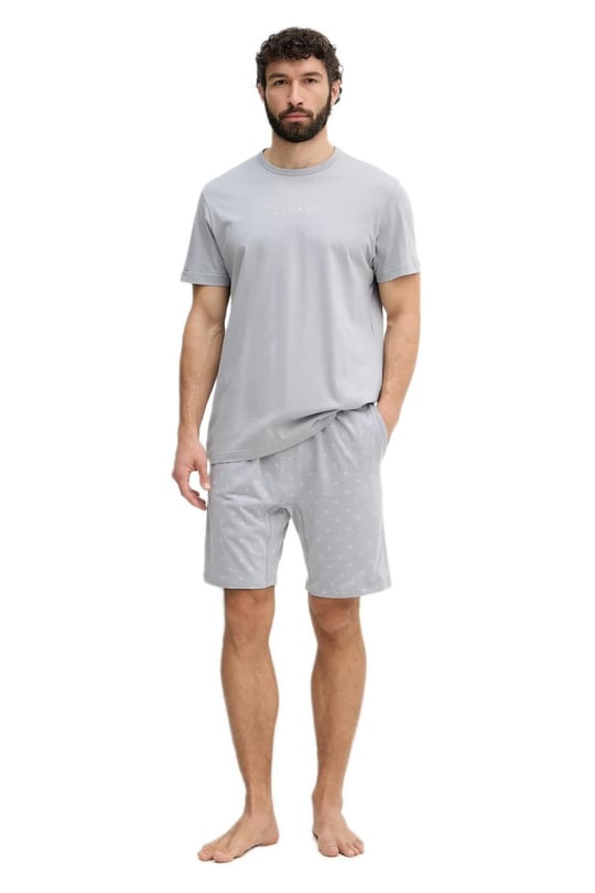 Calvin Klein Calvin Klein Erkek Normal Kalıp İki Parçalı Pamuklu Gri Pijama Takımı LV00NM2900-3IL