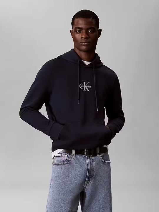Calvin Klein Calvin Klein Erkek Normal Kesim Yüksek Pamuk İçerikli Kapüşonlu Uzun Kollu Lacivert Sweatshirt LV04RG279G-CEF
