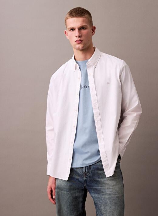 Calvin Klein Calvin Klein Erkek Pamuklu Regular Fit Uzun Kollu Beyaz Gömlek LV140EM125-YAA