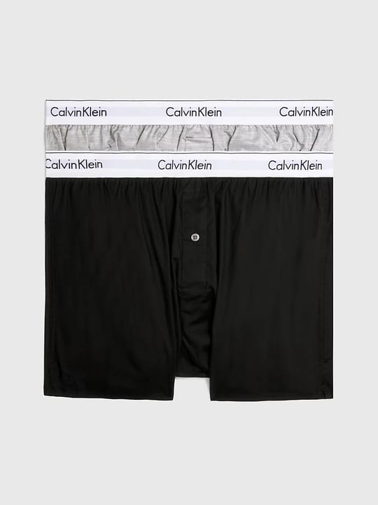 Calvin Klein Calvin Kleın Erkek Pamuklu Logolu Lastikli Normal Bel Siyah-Gri Boxer 000NB1396A-BHY