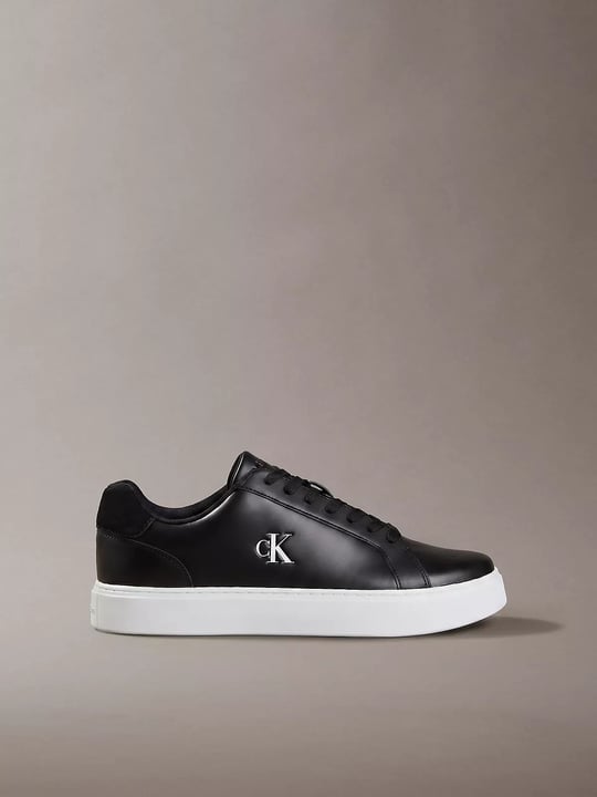 Calvin Klein Calvin Klein Erkek Rahat Taban Bağcıklı Deri Düz Taban Siyah Sneaker YM0YM01435-BEH