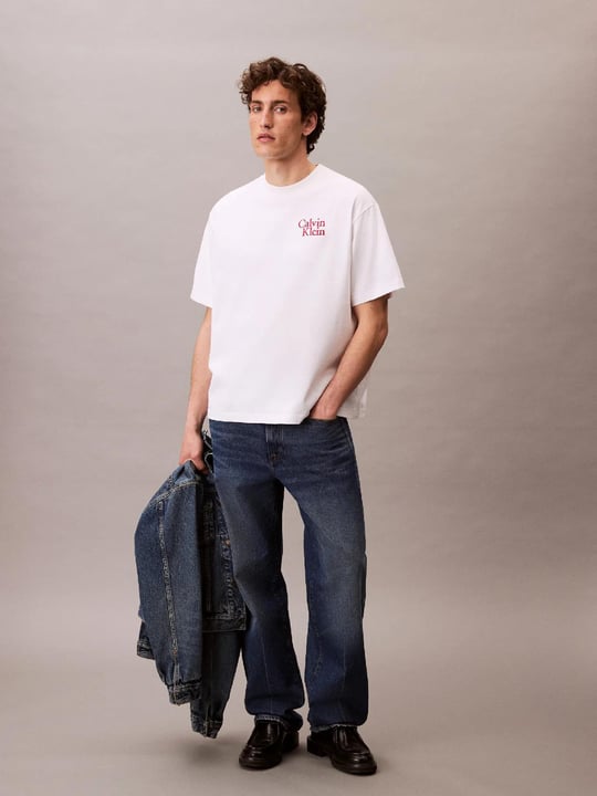 Calvin Klein Calvin Klein Erkek Renkli Calvin Yazı Desen Kısa Kol Regular Fit Beyaz T-Shirt LV04RC808G-YAA
