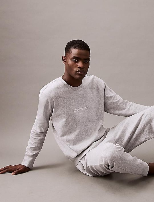 Calvin Klein Calvin Kleın Erkek Sıfır Yaka Baskılı Rahat Kesim Günlük Gri Sweatshirt 000NM2708E-QQC