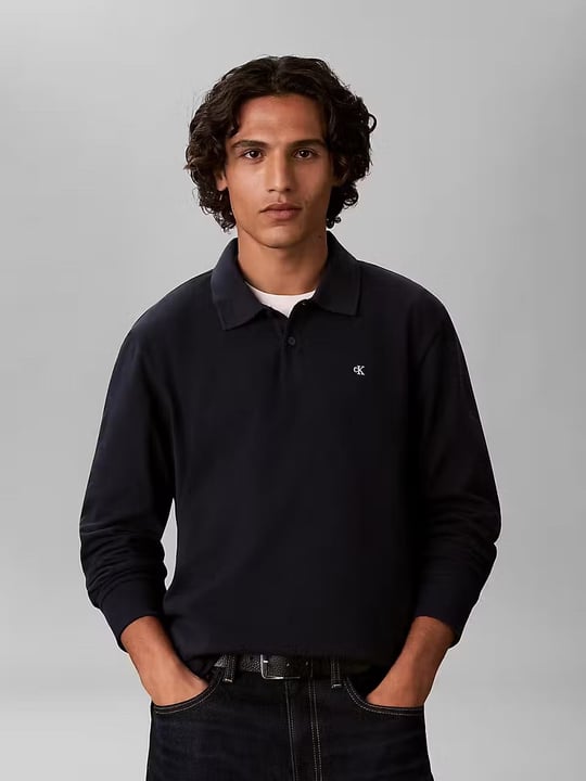 Calvin Klein Calvin Klein Erkek Uzun Kollu Rahat Kesim Lacivert Polo Yaka T-Shirt LV04RH263G-CEF