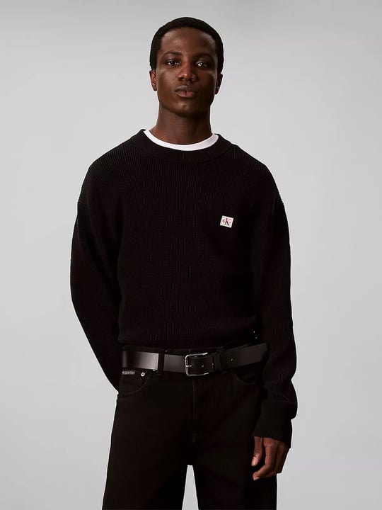 Calvin Klein Calvin Klein Erkek Uzun Kol Bisiklet Yaka Calvin Klein Baskı Desen Pamuklu Siyah Sweatshirt LV04RH326G-UB1