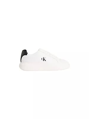Calvin Klein Calvin Klein Kadın Bağcıklı Rahat Taban Logo Detaylı Deri Günlük Beyaz-Siyah Sneaker YW0YW01947-06X