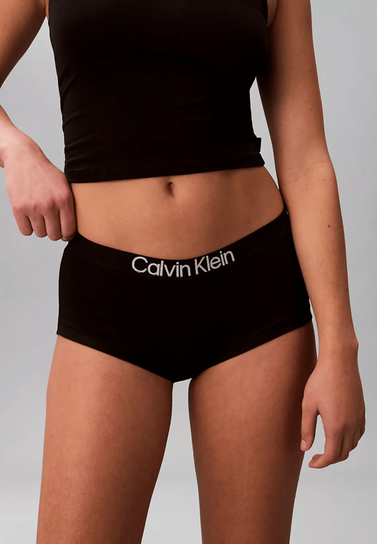 Calvin Klein Calvin Klein Kadın Bel Bölümü Calvin Klein Yazı Desen Slim fit Pamuklu Rahat Siyah Boxer LV00QD5399-UB1