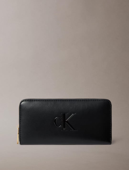 Calvin Klein Calvin Klein Kadın CK Desenli Kart Bölmeli Deri Siyah Cüzdan LV04F1077G-UB1