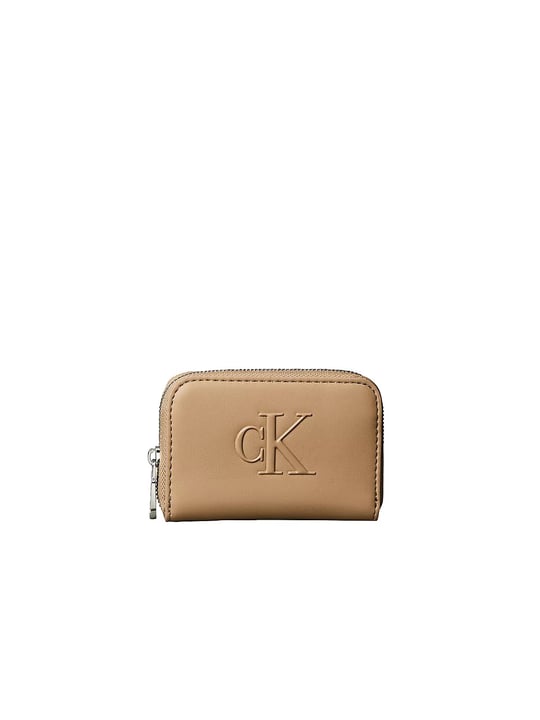 Calvin Klein Calvin Klein Kadın CK Desenli Fermuar Kapamalı Kart Bölmeli Kahverengi Cüzdan LV04F1154G-RAJ