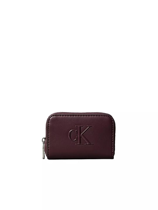 Calvin Klein Calvin Klein Kadın CK Desenli Fermuar Kapamalı Kart Bölmeli Bordo Cüzdan LV04F1154G-BAP