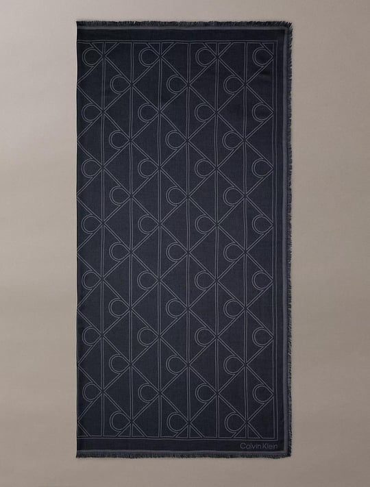 Calvin Klein Calvin Klein Kadın CK Logo Desenli Yumuşak ve Pürüzsüz Kumaşlı Siyah Şal & Eşarp & Fular LV04F8077G-UB1
