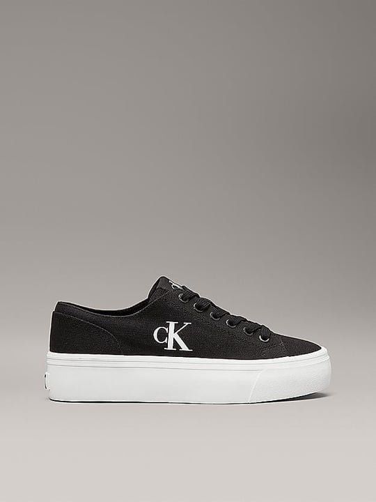 Calvin Klein Calvin Klein Kadın Kalın ve Düz Tabanlı Yuvarlak Burunlu Deri Siyah Sneaker YW0YW01763-0GM