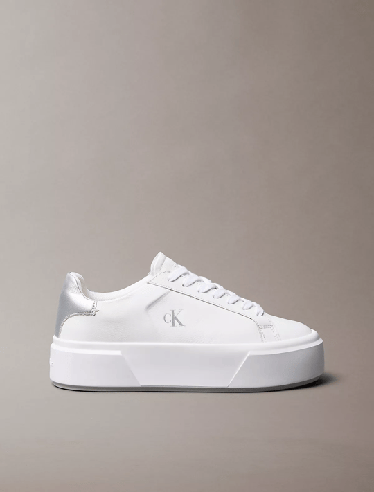 Calvin Klein Calvin Klein Kadın Kalın Topuk Deri Bağcıklı Rahat Taban Beyaz Sneaker YW0YW01929-0LC