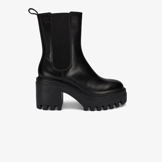 Calvin Klein Calvin Klein Kadın Kalın Topuklu %100 Deri Rahat Taban Siyah Bot & Bootie YW0YW01547-0GJ