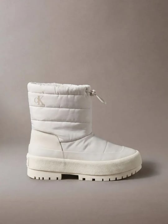 Calvin Klein Calvin Klein Kadın Kapitoneli Büzgü İpli Kalın Tabanlı Logolu Ekru Bot & Bootie HW0HW03245-066