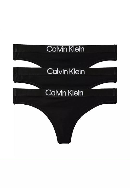 Calvin Klein Calvin Klein Kadın Logo Detaylı Elastik Bel Bantlı Pamuklu Üçlü Paket Siyah Bikini Altı LV00QD5397-UB1