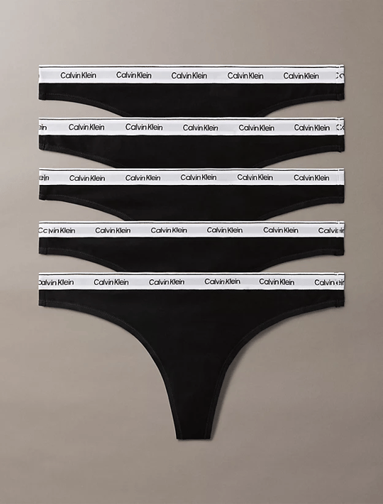Calvin Klein Calvin Klein Kadın Logo İmzalı Elastik Bel Bantlı Pamuklu Beşli Paket Siyah Bikini Altı LV00QD5221-UB1