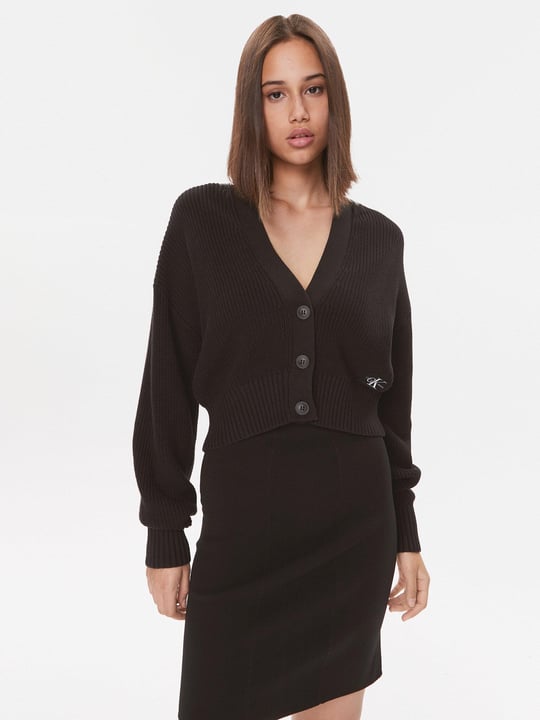 Calvin Klein Calvin Kleın Kadın Marka Logolu Uzun Kollu Rahat Siyah Kazak J20J221973-LCE