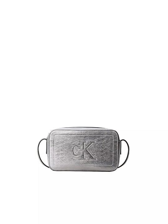 Calvin Klein Calvin Klein Kadın Metalik Suni Deri Monogram Logolu Ayarlanabilir Çapraz Askılı Fermuarlı Gümüş Çanta LV04F3896G-3JH