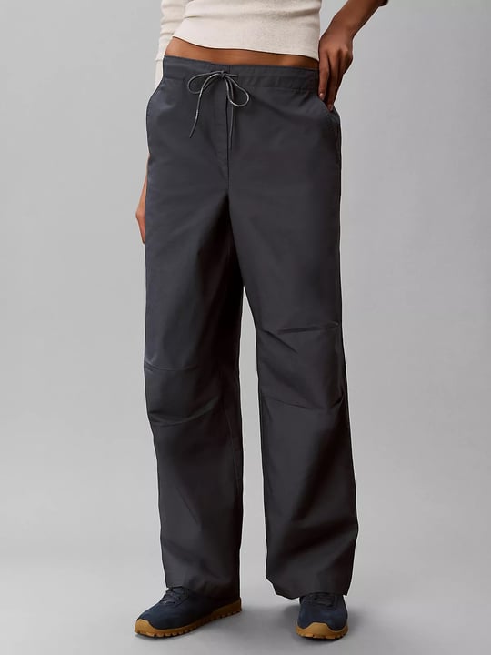 Calvin Klein Calvin Klein Kadın Normal Kalıp Beli Lastikli Geniş Paçalı Pamuk Lacivert Pantolon LV047G610G-CEG