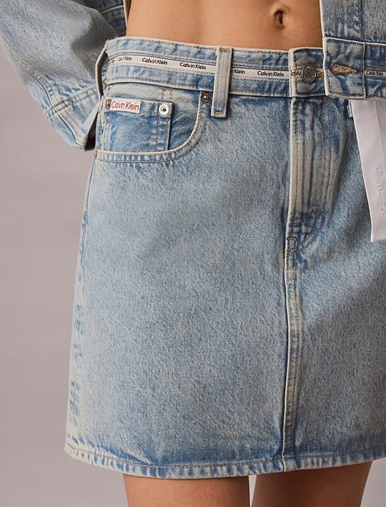 Calvin Klein Calvin Klein Kadın Normal Kalıp Pamuklu Mini Denim Mavi Etek LV047G727G-YP3