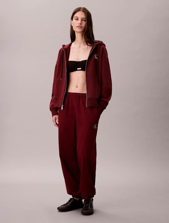 Calvin Klein Calvin Klein Kadın Normal Kesim Beli ve Paçası Lastikli Pamuk Karışımlı CK Logolu Kırmızı Eşofman Altı LV047B235G-WCV