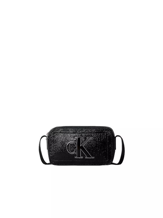 Calvin Klein Calvin Klein Kadın Parlak Dokulu Monogram Logolu Ayarlanabilir Çapraz Askılı Fermuarlı Siyah Çanta LV04F3685G-UB1