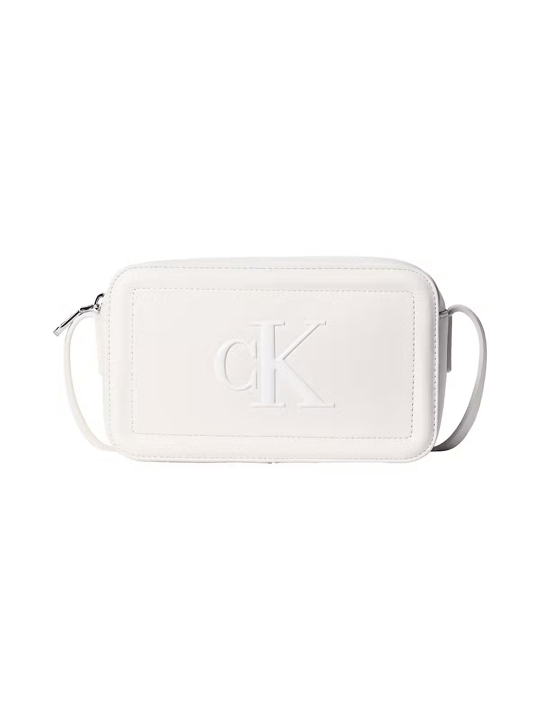 Calvin Klein Calvin Klein Kadın Parlak CK Logolu Fermuarlı Ayarlanabilir Omuz Askılı Beyaz Çanta LV04F3220G-4LX