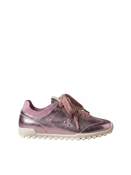 Calvin Klein Calvin Klein Kadın Parlak Folyo Kaplama Deri Monogram Logolu Yedek Bağcıklı Pembe Sneaker HW0HW03305-02J