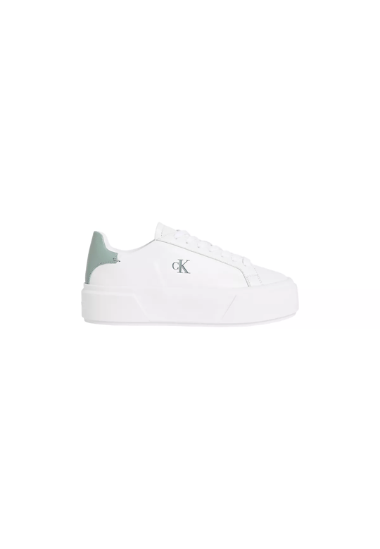 Calvin Klein Calvin Klein Kadın Platform Taban CK Logolu Deri Beyaz Sneaker YW0YW01928-05X
