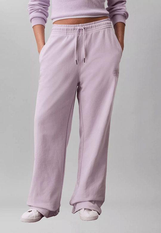 Calvin Klein Calvin Klein Kadın Rahat Kalıp Beli Lastikli CK Logo Detaylı Havlu Kumaş Geniş Paça Lila Eşofman Altı LV047F206G-3OQ