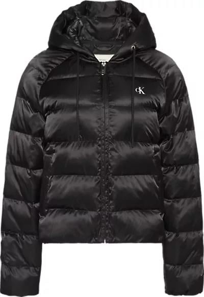 Calvin Klein Calvin Klein Kadın Regular Fit Kapüşonlu Kapitone Desenli Kaz Tüyü Dolgulu Uzun Kollu Siyah Mont LV047E509G-UB1