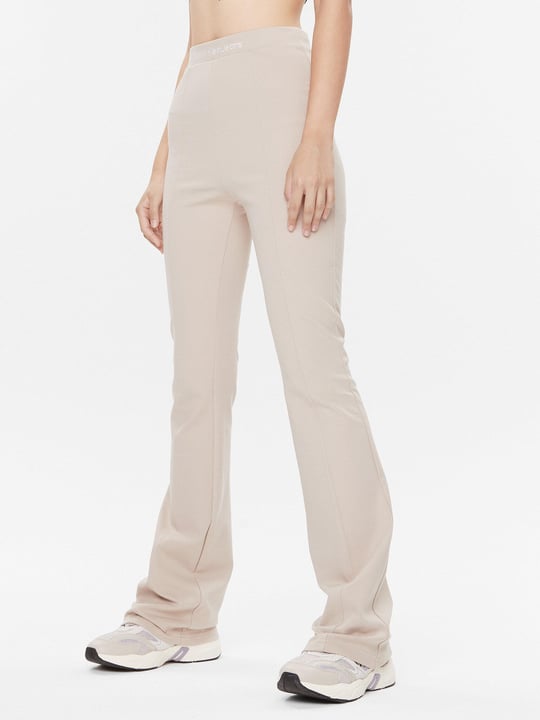 Calvin Klein Calvin Kleın Kadın Yüksek Belli Cepli Geniş Paçalı Günlük Bej Tayt J20J221917-PED