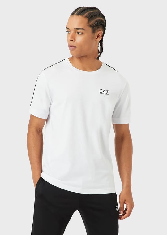Ea7 Ea7 Erkek %100 Pamuklu Regular Fit Kısa Kollu Beyaz T-Shirt 3LPT31 PJFUZ-1100