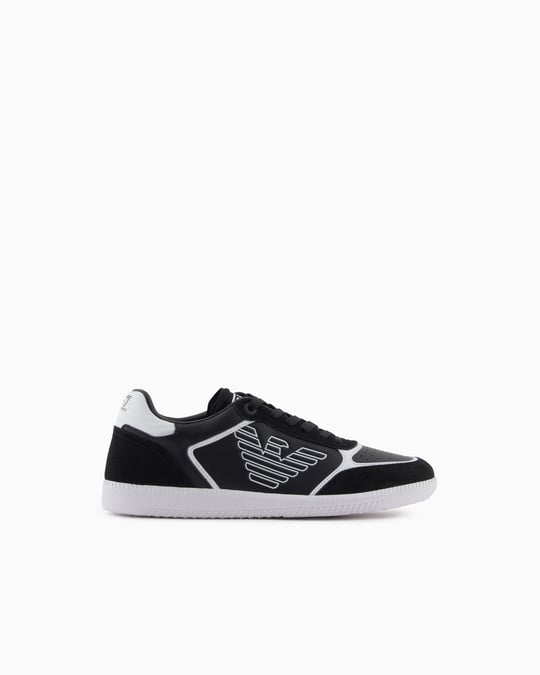 EA7 Ea7 Erkek Bağcıklı Marka Logolu Spor Stil Beyaz-Siyah Sneaker 7X000405 AF19826-MC001