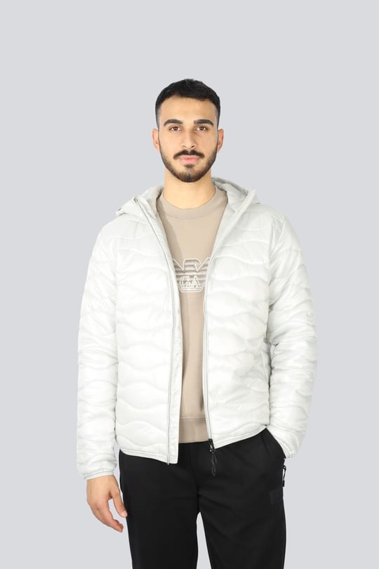 Ea7 Ea7 Erkek Kapitoneli Regular Fit Kapüşonlu Şişme Gri Ceket 6DPB47 PNHTZ-1951