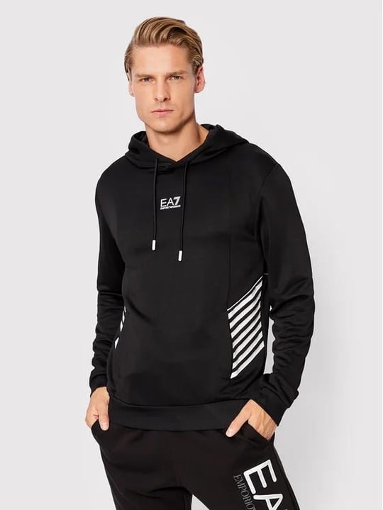 Ea7 Ea7 Erkek Marka Logo Detaylı Kapşonlu İpli Siyah1 Sweatshirt 6LPM03 PJ16Z-1200