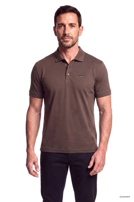 EA7 Ea7 Erkek Normal Kalıp Plaka Logo Detaylı Kısa Kollu Kahverengi Polo Yaka T-Shirt 7M002097 AF13862-U6027