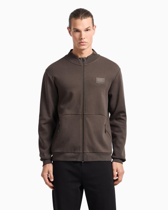Ea7 Ea7 Erkek Pamuklu İnterlok Normal Kesim Fermuar Kapamalı Dik Yaka Uzun Kollu Kahverengi Sweatshirt 7M000093 AF12116-U6139