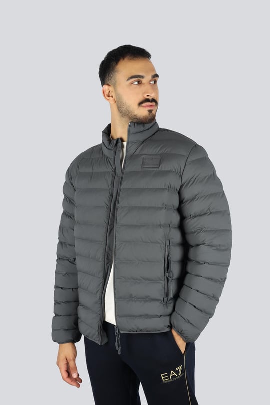 EA7 Ea7 Erkek Regular Fit Fermuar Kapamalı Dik Yaka Uzun Kollu Gri Ceket 7M000684 AF15953-U8117