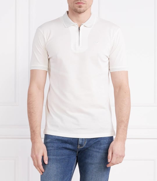 Emporio Armani Emporıo Armani Erkek %100 Pamuklu Logolu Kısa Kollu Beyaz Polo Yaka T-Shirt 3R1F75 1JTKZ-0101