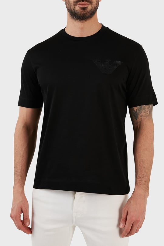 Emporio Armani Emporıo Armani Erkek %100 Pamuklu Logolu Kısa Kollu Siyah T-Shirt 3R1TZ3 1JSAZ-0999