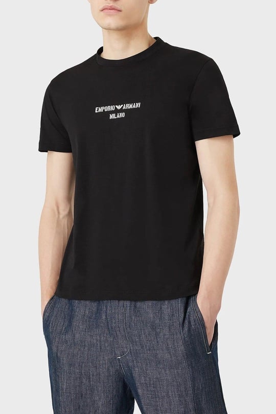 Emporio Armani Emporıo Armani Erkek %100 Pamuklu Regular Fit Kısa Kollu Siyah T-Shirt 3L1TFR 1JPZZ-0999