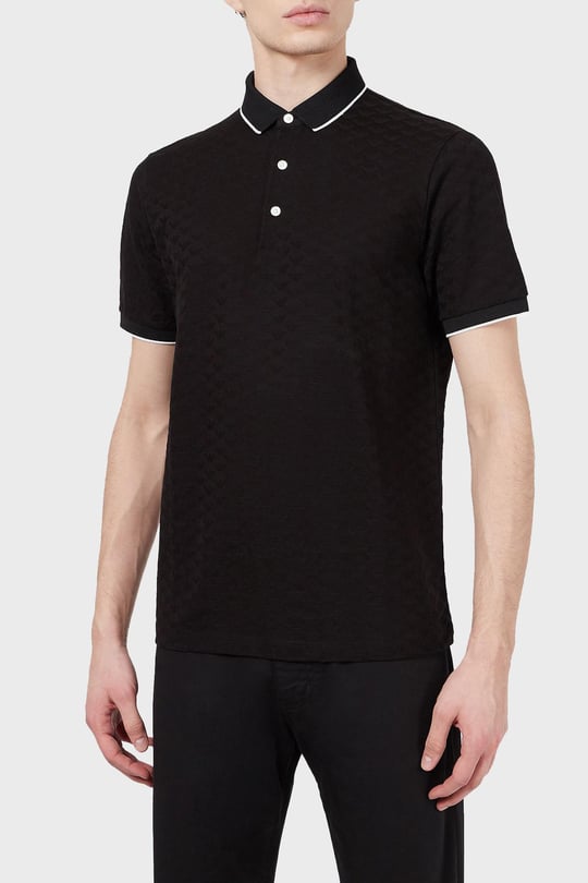 Emporio Armani Emporıo Armani Erkek %100 Pamuk Jersey Kumaş Marka Logolu Siyah1 Polo Yaka T-Shirt 8N1FP0 1JHWZ-SİYAH