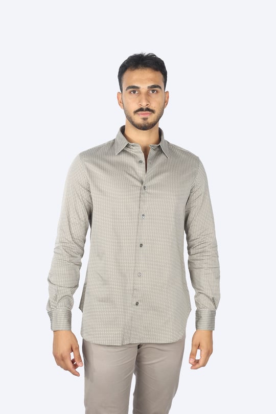 Emporio Armani Emporıo Armani Erkek Desenli Uzun Kollu Gömlek Yakalı Günlük Kahverengi Gömlek 3R1CQ2 1K0CZ-F1A7