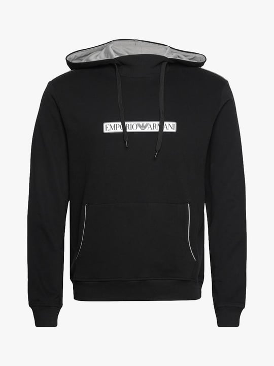 Emporio Armani Emporıo Armani Erkek Kapşonlu Yaka Regular Fit Pamuklu Uzun Kollu Siyah Sweatshirt 112052 3F573-00020
