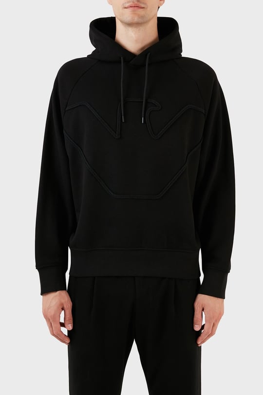 Emporio Armani Emporıo Armani Erkek Marka Logolu Uzun Kollu Rahat Siyah Sweatshirt 6R1ME4 1JWPZ-00B4