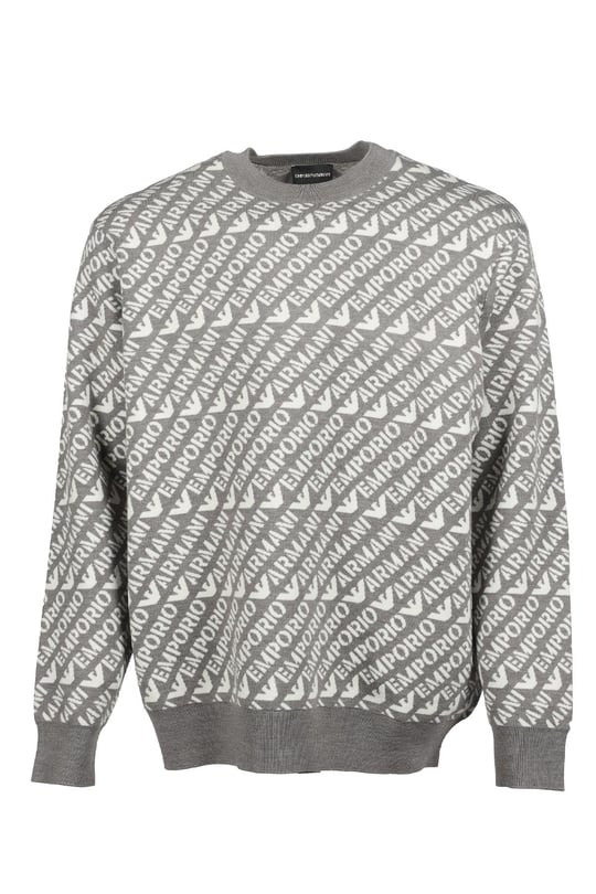Emporio Armani Emporıo Armani Erkek Marka Logo Detaylı Bisiklet Yaka Regular Fit Gri Kazak 6R1MU2 1MMKZ-F430