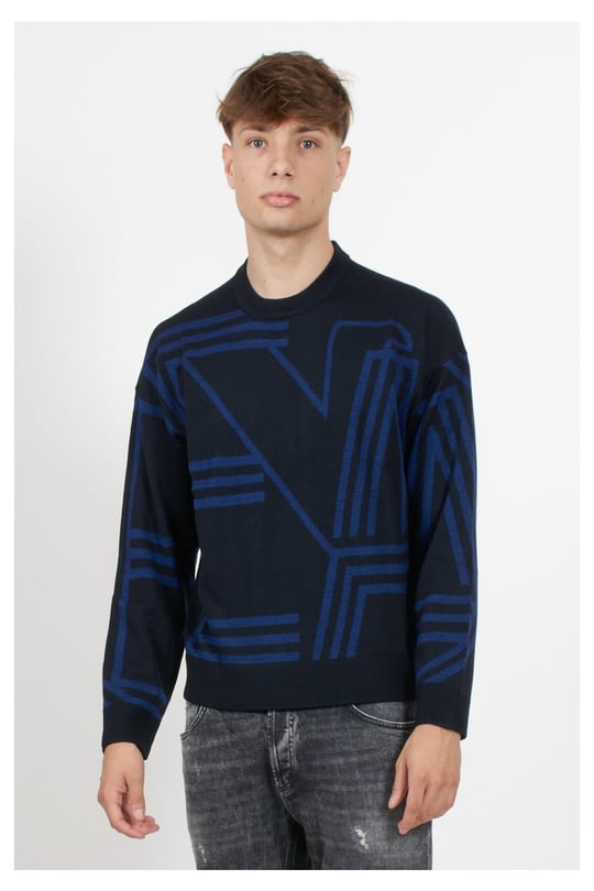 Emporio Armani Emporıo Armani Erkek Marka Logo Detaylı Bisiklet Yaka Regular Fit Lacivert1 Kazak 6R1MXK 1MNKZ-F957